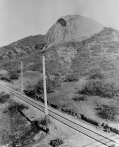 The “W” car trolley line was extended into the canyon in 1910 to transport materials for the Pacific Power and Light receiving station. Southern California Edison now owns the station. (ERVHS-Danny Howard Collection)