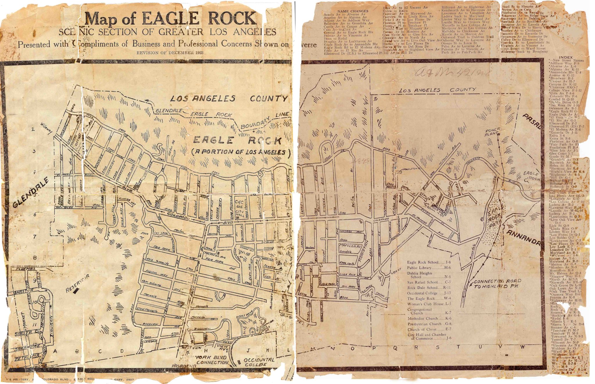 Eagle Rock Street Name Changes | Eagle Rock Valley Historical Society