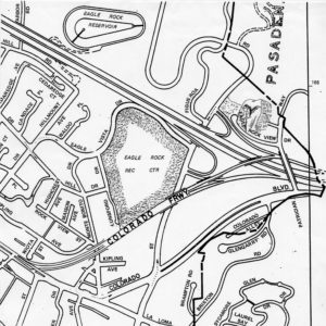 The map shows the current road configuration around the rock. The valley of the rock has been gradually used for public infrastructure and private development. (ERVHS)