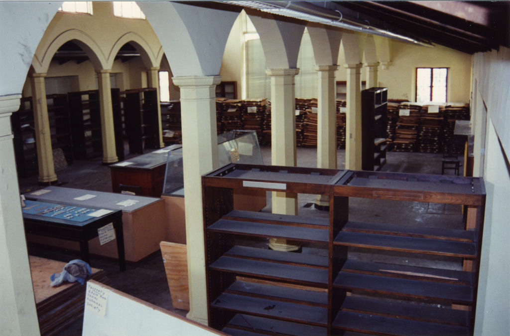 The old Eagle Rock library as it sat unoccupied awaiting funding for the earthquake and disabled access modifications required to reopen. Furniture and bound newspaper volumes from our former museum were stored here.A blue ribbon committee appointed by councilmember Alatorre put forth a plan to reopen as a cultural center for community groups including the Historical society.(John Miller-ERVHS)