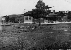 The original Rockdale School built in 1909, is shown after a flood. Rockdale was then a part of the Annandale School District.